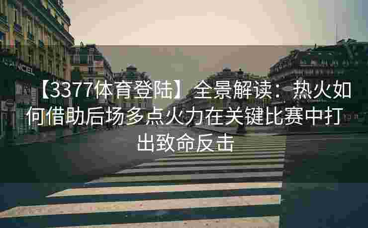 【3377体育登陆】全景解读：热火如何借助后场多点火力在关键比赛中打出致命反击